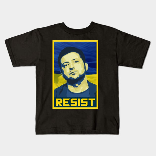 Zelensky Resist Kids T-Shirt by Nerd_art